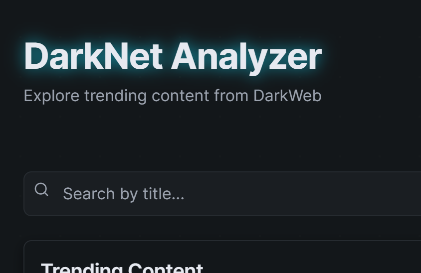 Darkweb Trend Analyzer Dashboard